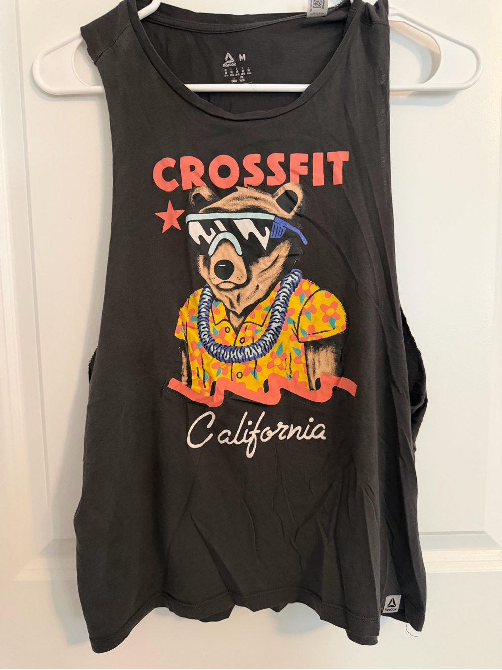 Reebok Black Tank Top with Colorful Bear CrossFit Graphic
